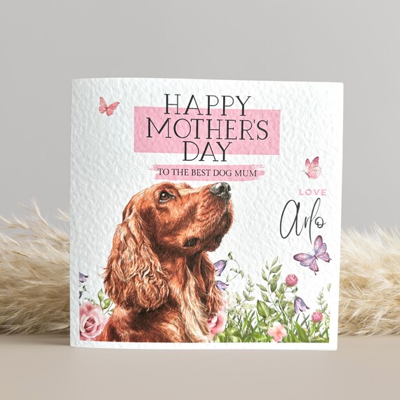 Personalised Red Cocker Spaniel Mothers Day Card