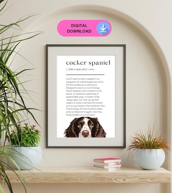 Liver and White Spaniel Definition Print, Digital Download Only