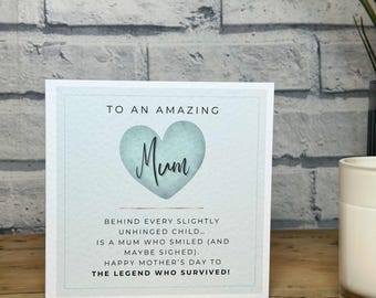 Mothers Day Card: Pink Heart, Amazing Mum