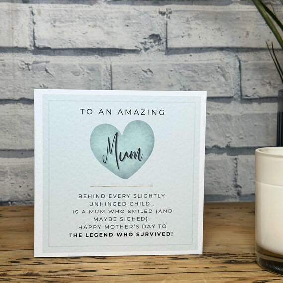 Mothers Day Card: Pink Heart, Amazing Mum