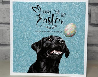 Black Labrador Easter Card, Black labrador Card, Personalised Cards. Dog Mum, Dog Dad. Dog Mom, Dog Easter. Black lab