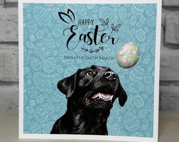 Black Labrador Easter Card, Black labrador Card, Personalised Cards. Dog Mum, Dog Dad. Dog Mom, Dog Easter. Black lab