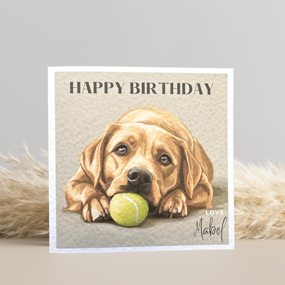 Personalised Yellow Labrador Birthday Card