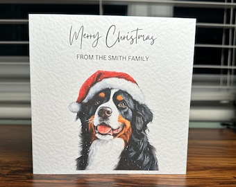 Bernese mountain dog christmas  Card, Personalised Christmas, Bernese dog, Customisable Card, Personalised Cards.