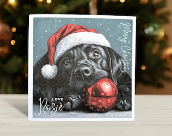 Personalised Black Labrador Christmas Card: Dog Lover Holiday