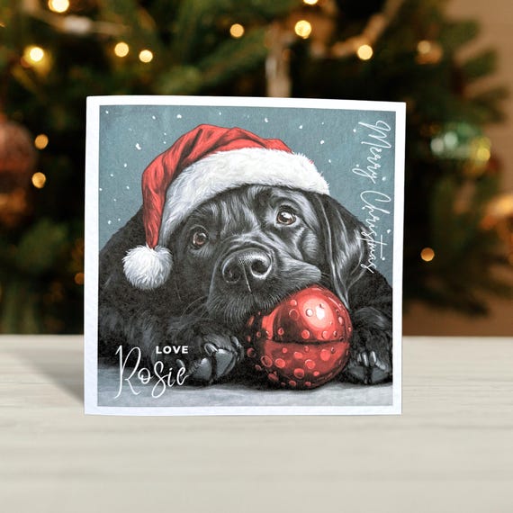 Personalised Black Labrador Christmas Card: Dog Lover Holiday