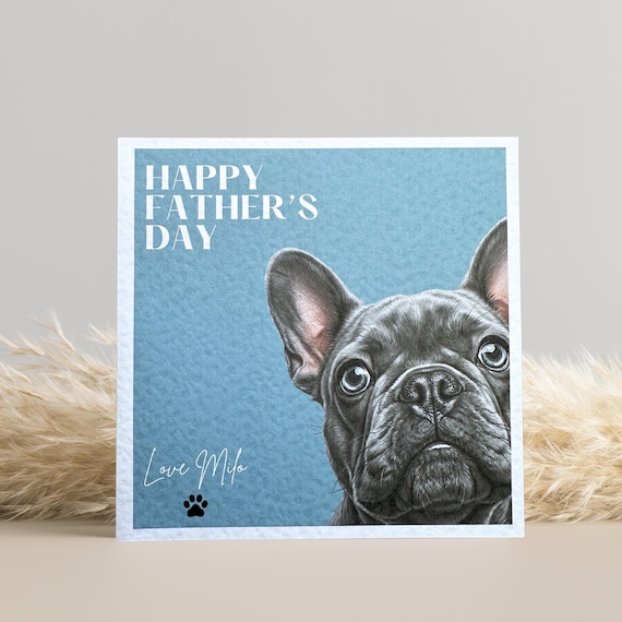 Grey French Bulldog Father's Day Card, frenchie dad