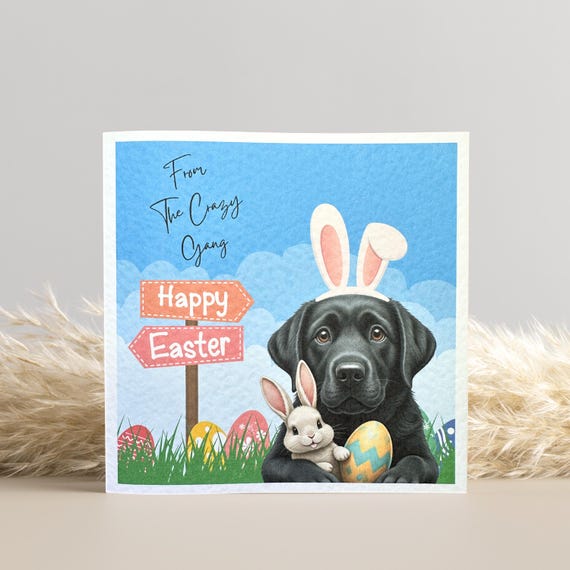 Personalized Black Labrador Easter Card: Dog Lover Gift