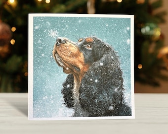 Black and Tan Cocker Spaniel Christmas Card