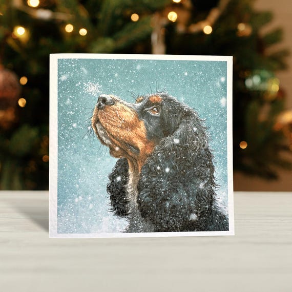 Black and Tan Cocker Spaniel Christmas Card