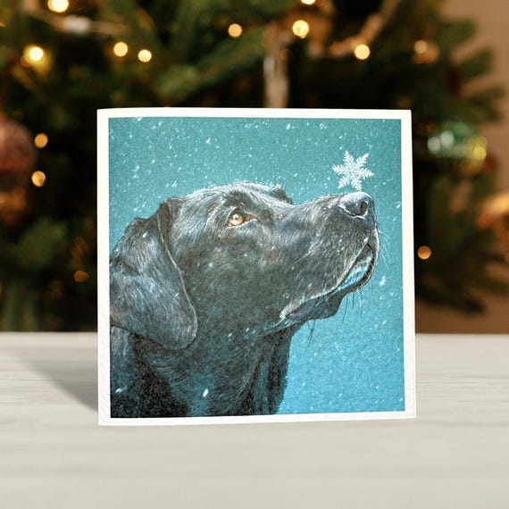 Black Labrador Christmas Card: Cartoon Dog Design