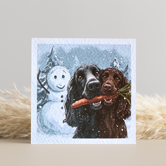 Brown and Black Cocker Spaniel Christmas Card