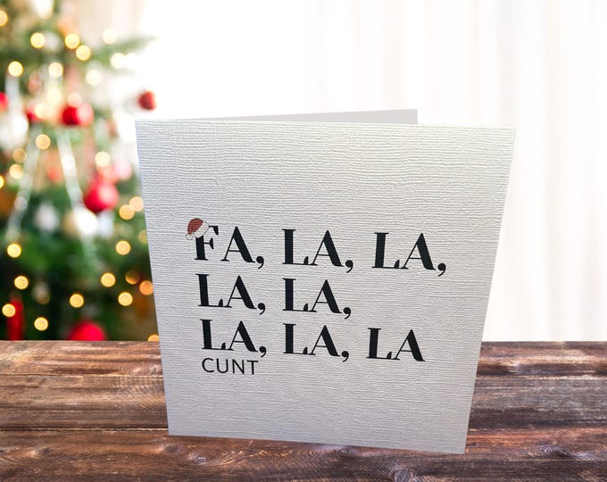 Mature Content | Set of 5 Rude Christmas Cards - 6x6 Inches - White Linen Cardstock with Envelopes