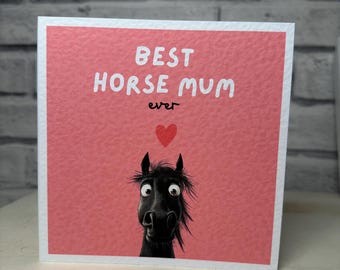 Horse Mothers Day Card, Personalised Horse Card, Black Horse Customisable Card, Personalised Cards, Mothers Day Card, Horse Owner mum