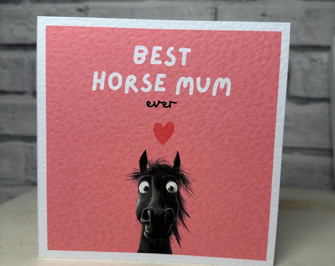 Horse Mothers Day Card, Personalised Horse Card, Black Horse Customisable Card, Personalised Cards, Mothers Day Card, Horse Owner mum
