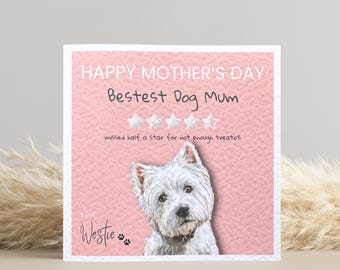 West Highland Terrier Mothers Day Card: Personalised, Mum gift, Westie