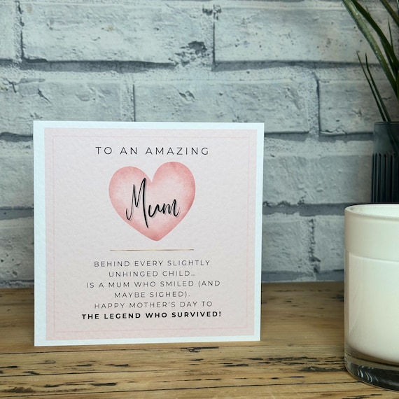 Mothers Day Card: Pink Heart, Amazing Mum