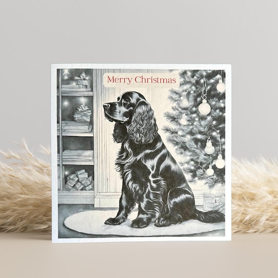 Black Cocker Spaniel Christmas Card