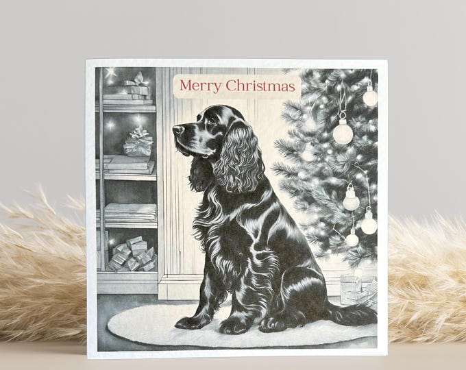 Black Cocker Spaniel Christmas Card