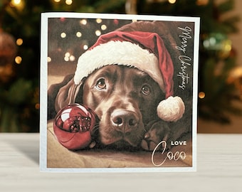 Chocolate Brown Labrador Christmas Card: Dog Lover Christmas