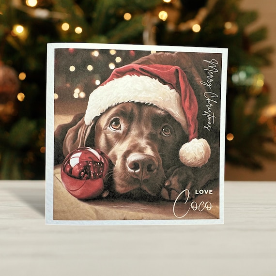 Chocolate Brown Labrador Christmas Card: Dog Lover Christmas