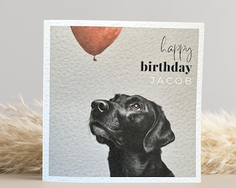Black Labrador Birthday Card, Personalised