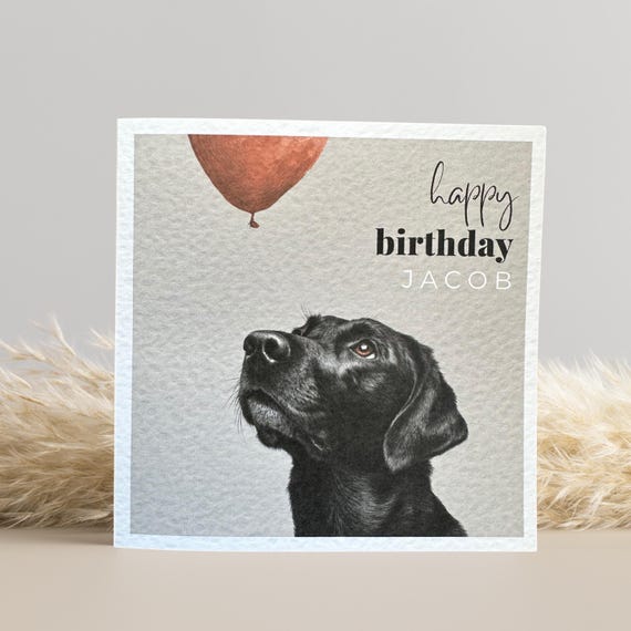 Black Labrador Birthday Card, Personalised