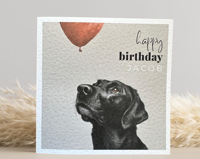Black Labrador Birthday Card, Personalised