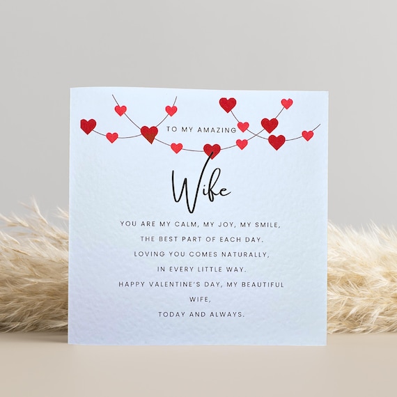 Valentine’s Card for Wife – Romantic Love Card – Heart Design