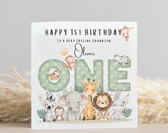 1st Birthday Card Jungle Theme