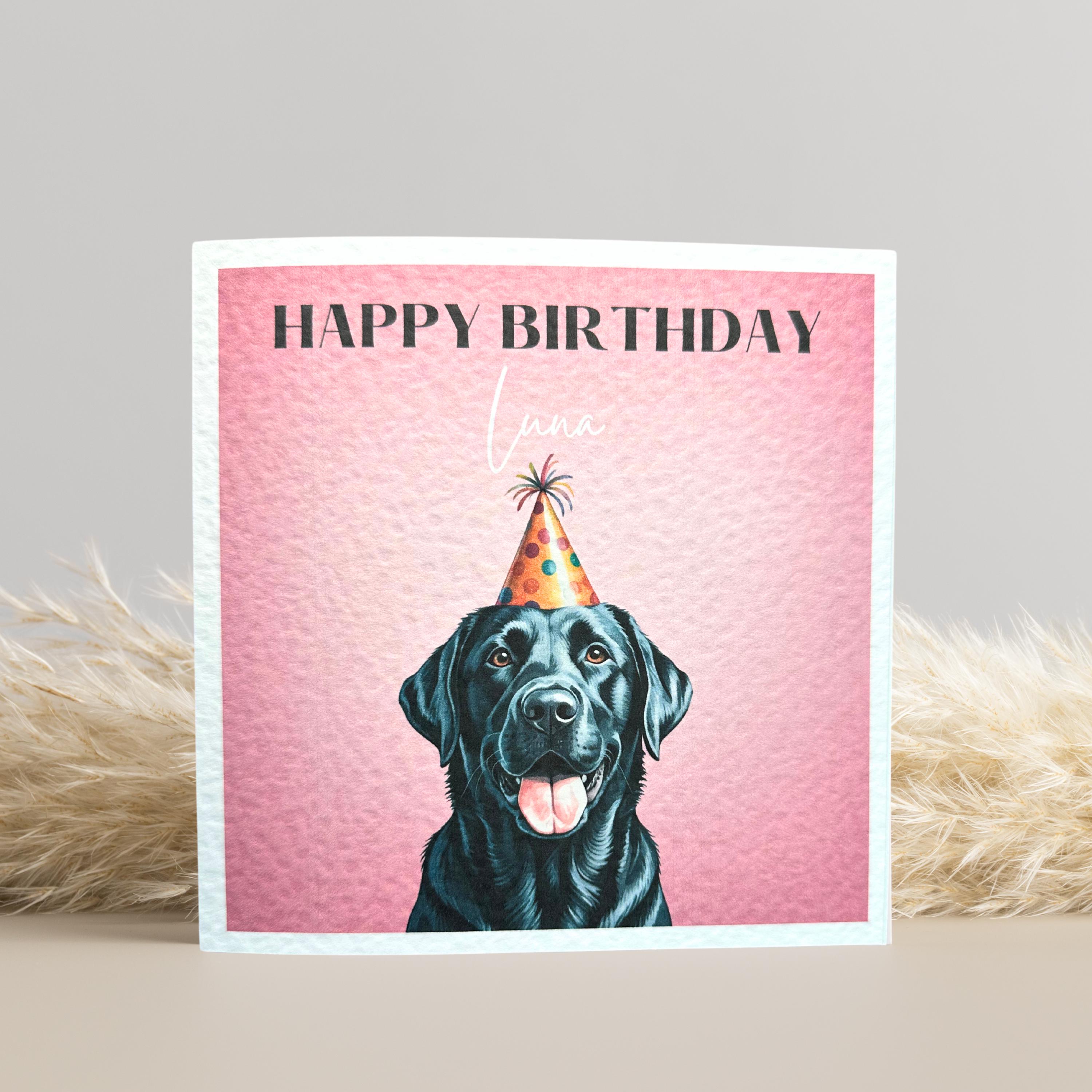 Black labrador Birthday Card, Personalised Birthday, black lab dog Customisable Card, Personalised Cards.