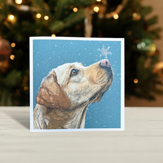 Yellow Labrador Christmas Card: Dog Lover Christmas Holiday