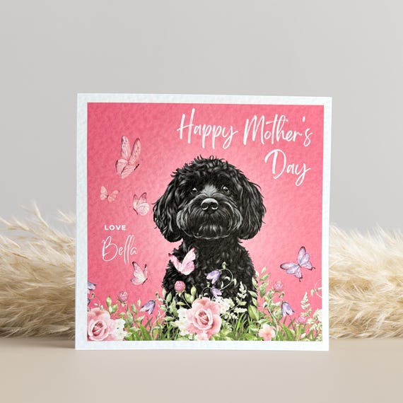 Black Cockapoo Mothers Day Card