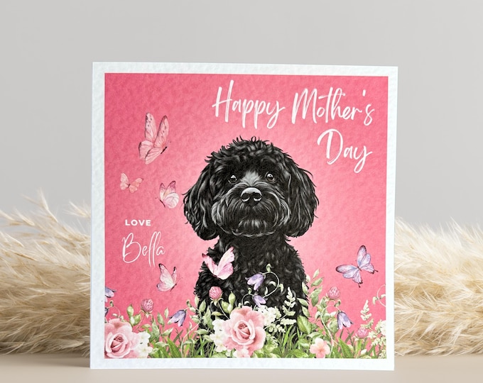 Black Cockapoo Mothers Day Card