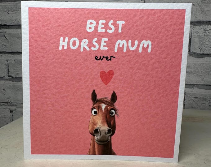 Horse Mothers Day Card, Personalised Horse Card, Chestnut Horse Customisable Card, Personalised Cards, Mothers Day Card, Horse Owner mum