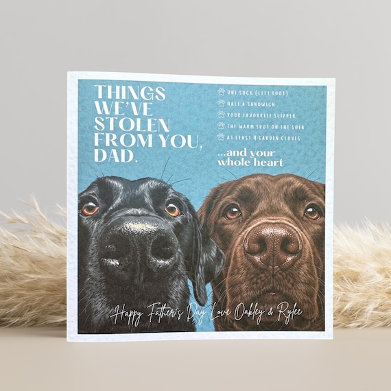 Chocolate and Black Labrador Father's Day Card