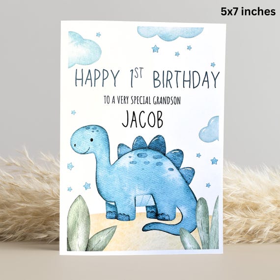 Personalised 1st Birthday Card: Dinosaur Theme