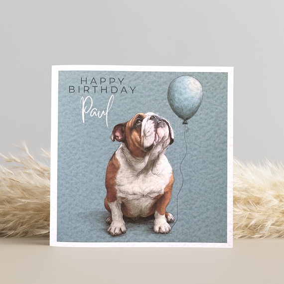British Bulldog Birthday Card: Personalised