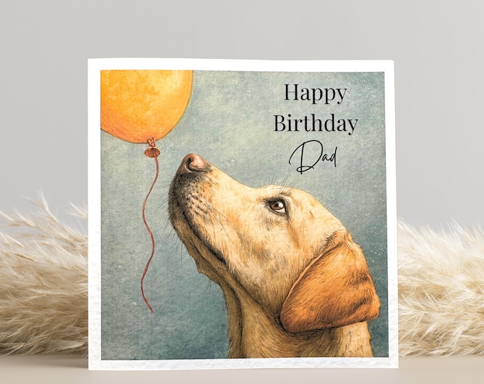 Featured listing image: Personalised Yellow Labrador Birthday Card