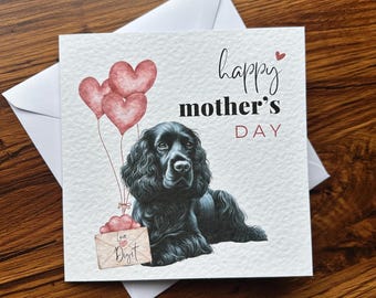 Black Cocker Spaniel Mothers Day Card, Personalised Spaniel Card, Customisable Card, Personalised Cards, Mothers Day Card, WCS card