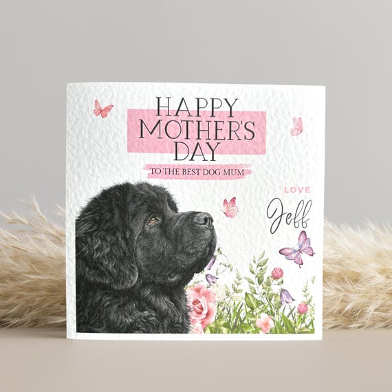 Personalised Newfoundland Dog Mothers Day Card