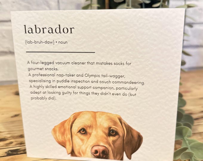 Yellow Labrador Birthday Card, Yellow labrador Card, Personalised Cards. Dog Mum, Dog Dad. Dog Mom, Dog Birthday