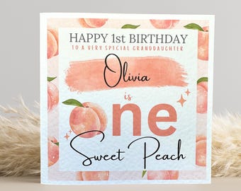 Personalised 1st Birthday Card: One Sweet Peach
