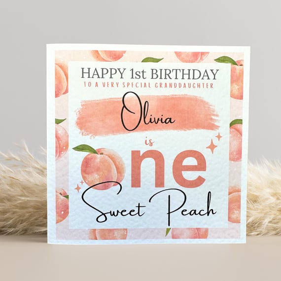 Personalised 1st Birthday Card: One Sweet Peach