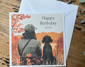 Black Cocker Spaniel Birthday Card: Hunting Dog Mum Gift