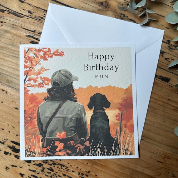 Black Cocker Spaniel Birthday Card: Hunting Dog Mum Gift