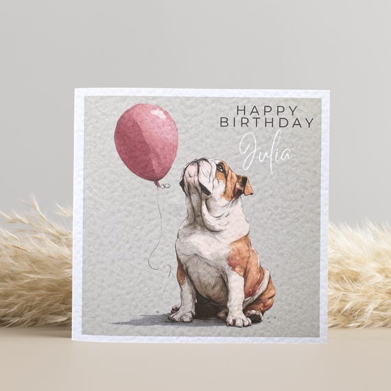 British Bulldog Birthday Card: Personalised