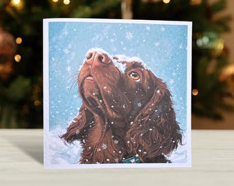 Brown Cocker Spaniel Christmas Card