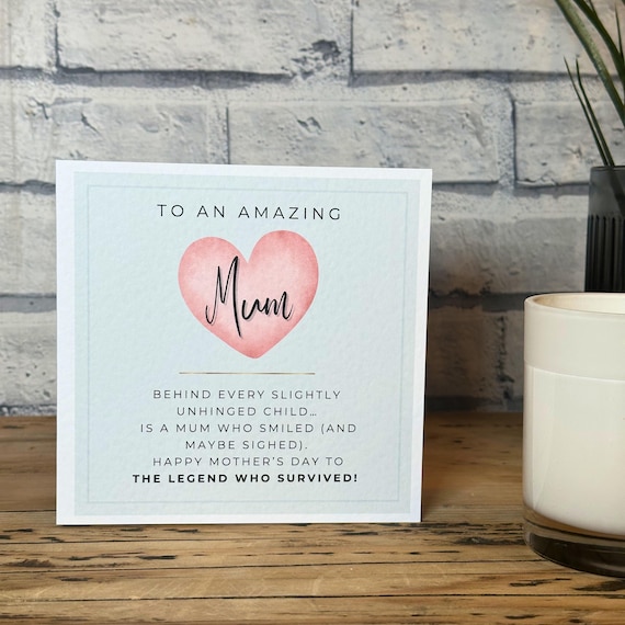 Mothers Day Card: Pink Heart, Amazing Mum