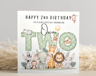 2nd Birthday Card Jungle Theme